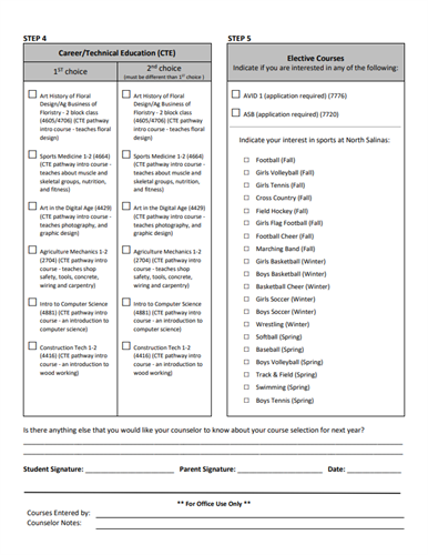 NSHS Incoming 9th Pre-Registration Form 2024-25 Page 2
