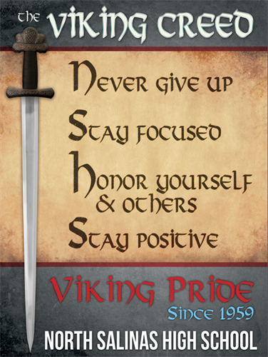 Viking Creed - Never give up, Stay focused, Honor yourself and others, Stay positive